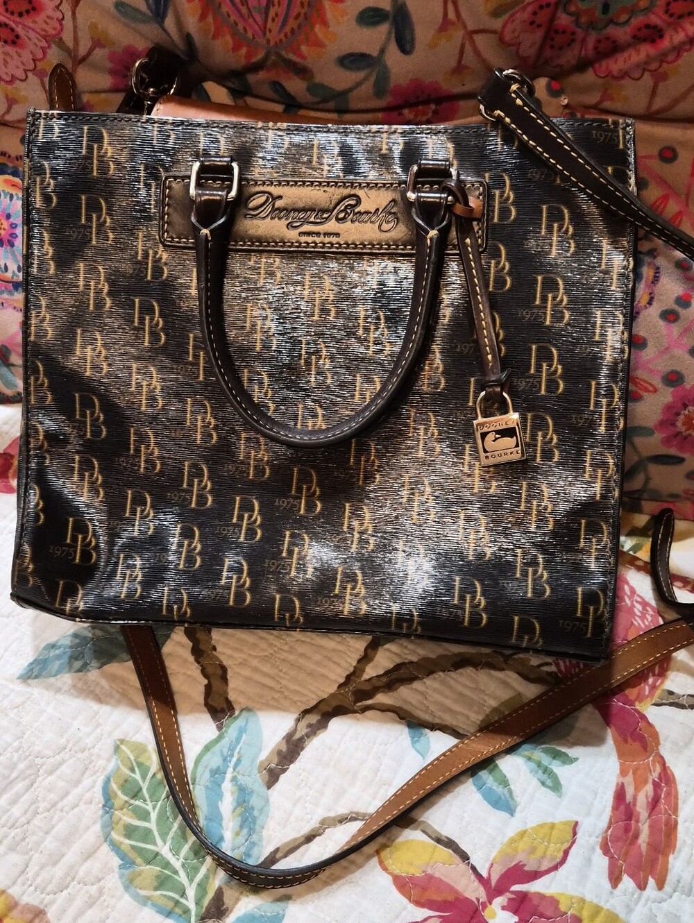 Dooney & Bourke Vachetta Leather Satchel  Tote Crossbody Monogram